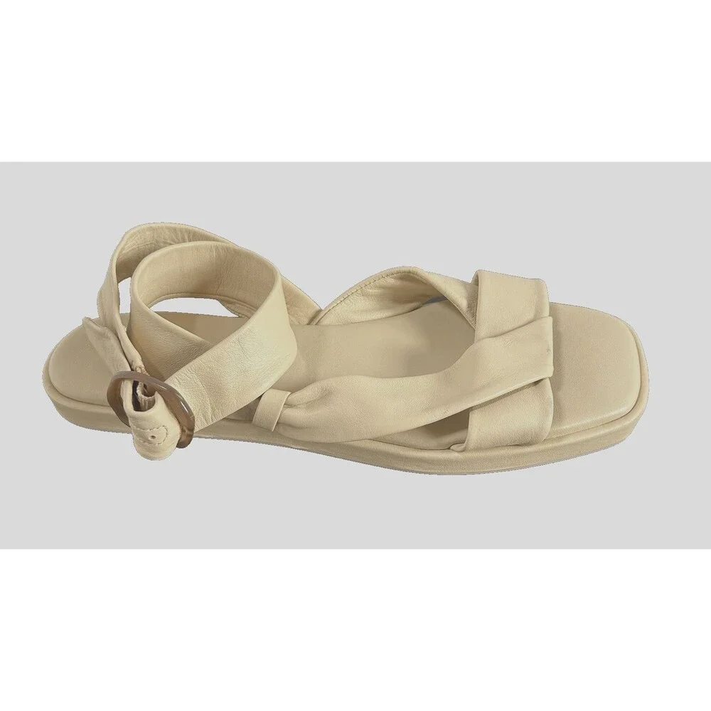 Vince Reza Ankle Strap Sandals Soft Leather Cream Col Sz 39 EU/9 M